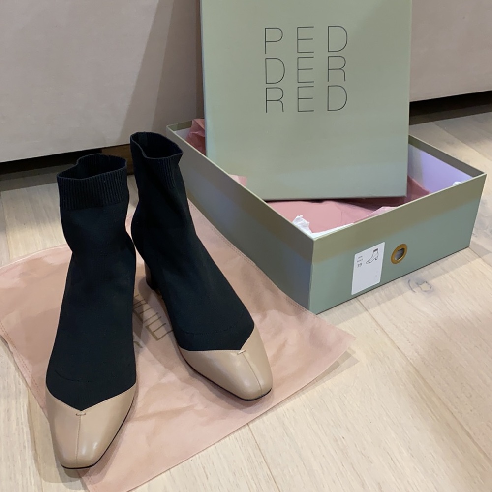 Nude and black Sock boots